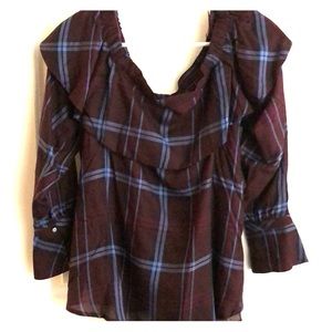 Adorable Loft off the shoulder blouse with ruffles